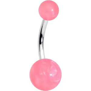 Opaque Bright Pink Ends Belly Ring