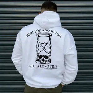 HERE FOR A GOOD TIME NOT ALONG TIME Skull Hourglass Print Men's T-Shirt Hoodie