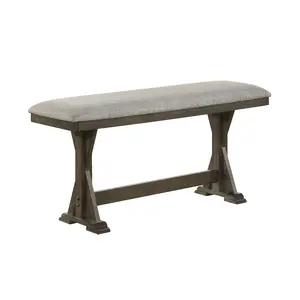 1pc Rustic Upholstered Counter Height Dining Bench Rich Wood Finish Wooden Dining Room Furniture Brown On-Site