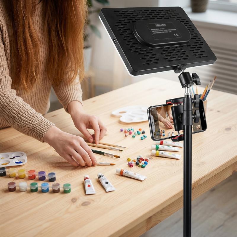 10" LED Square Light Panel with 63" Extendable Stand 3 Color 2200-4500K Studio Lighting for YouTube/TikTok/Instagram Content Creation, Dimmable Brightness, USB Powered, Soft light（1PCS）#valentine's#new years