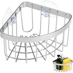 Suction Sponge Holder for Kitchen: Movable Sink Sponge Holder Basket with  Suction Cup 304 Stainless Steel Soap Dish for Bathroom Kitchen, 6.29X4.52X3.54in