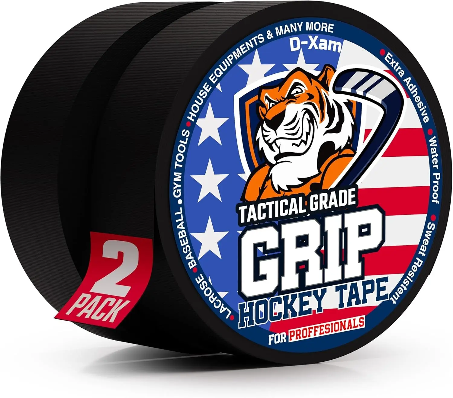 Hockey Tape 2 Roll 1inch Multipurpose Athletic Sports Cloth Tape Water-Resistant for Lacrosse Stick Handles Pullup Bars Tools Fingers Protect from Scratches Smudges