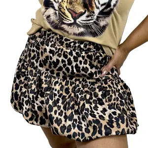 Women's Leopard Print Puffy Skirt - Fashionable Bottom for Any Occasion - Womenswear