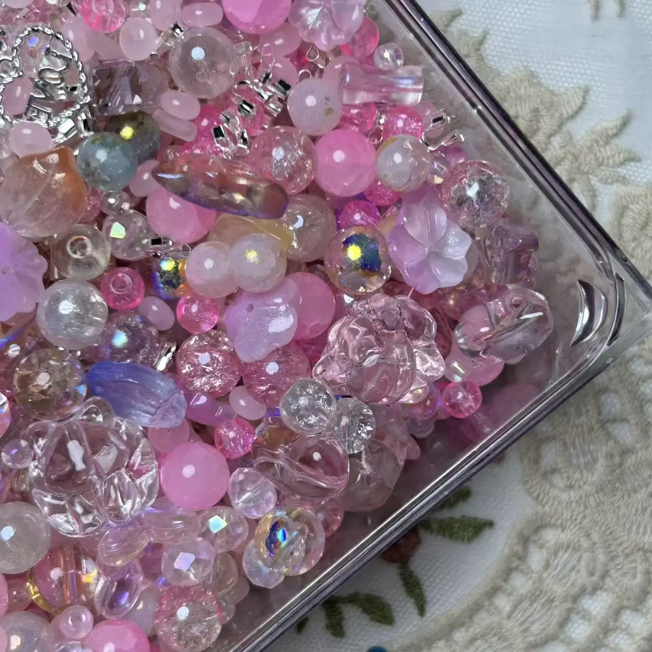 【A49】Pink Glass Bead mix 50ml