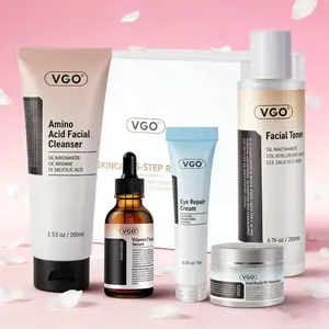 【49for5−PieceSet(Reg64) – Save 23%】VGO Skincare Five-step Routine Vitamin C Moisturizing Repair Daily Care All-in-One Set Cleanser Moisturizer-B Cleansing Moisture Maintenance Kit Ultimate Kit