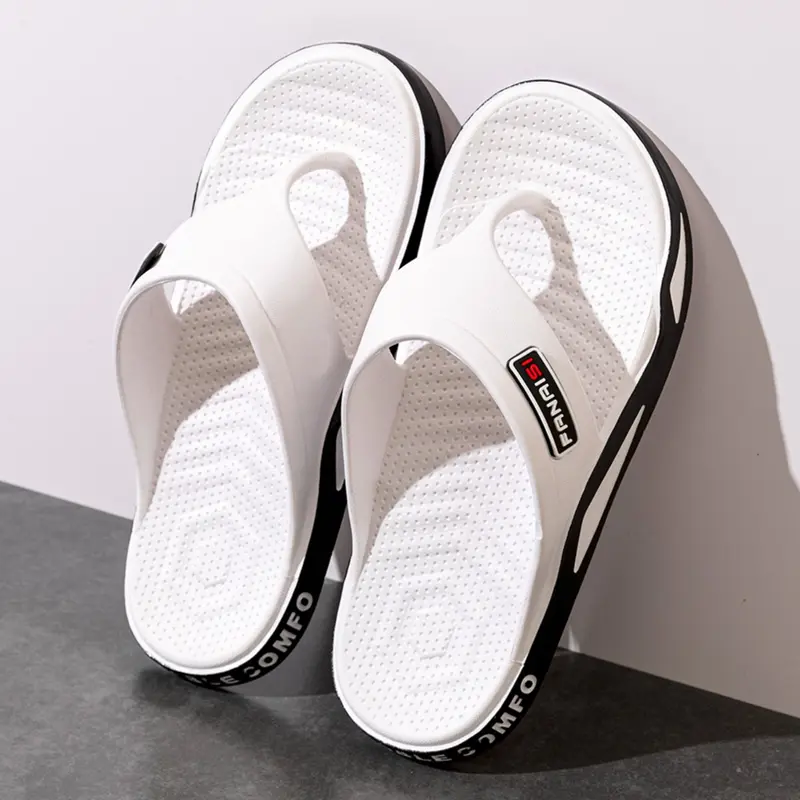 Unisex Hong Kong Style Footwear - Anti-Slip, Anti-Odor Flip Flops with Soft Rubber Sole, Breathable Geometric Print, Soft Bottom Sandals for Beach, Home Use