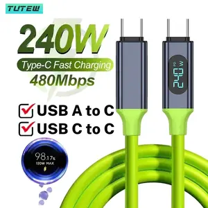 Digital Display 1.5M 240W Quick Charging USB C Cables High-speed Data Transfer Type C Wire Cord For iPhone 17 16 For Samsung s25