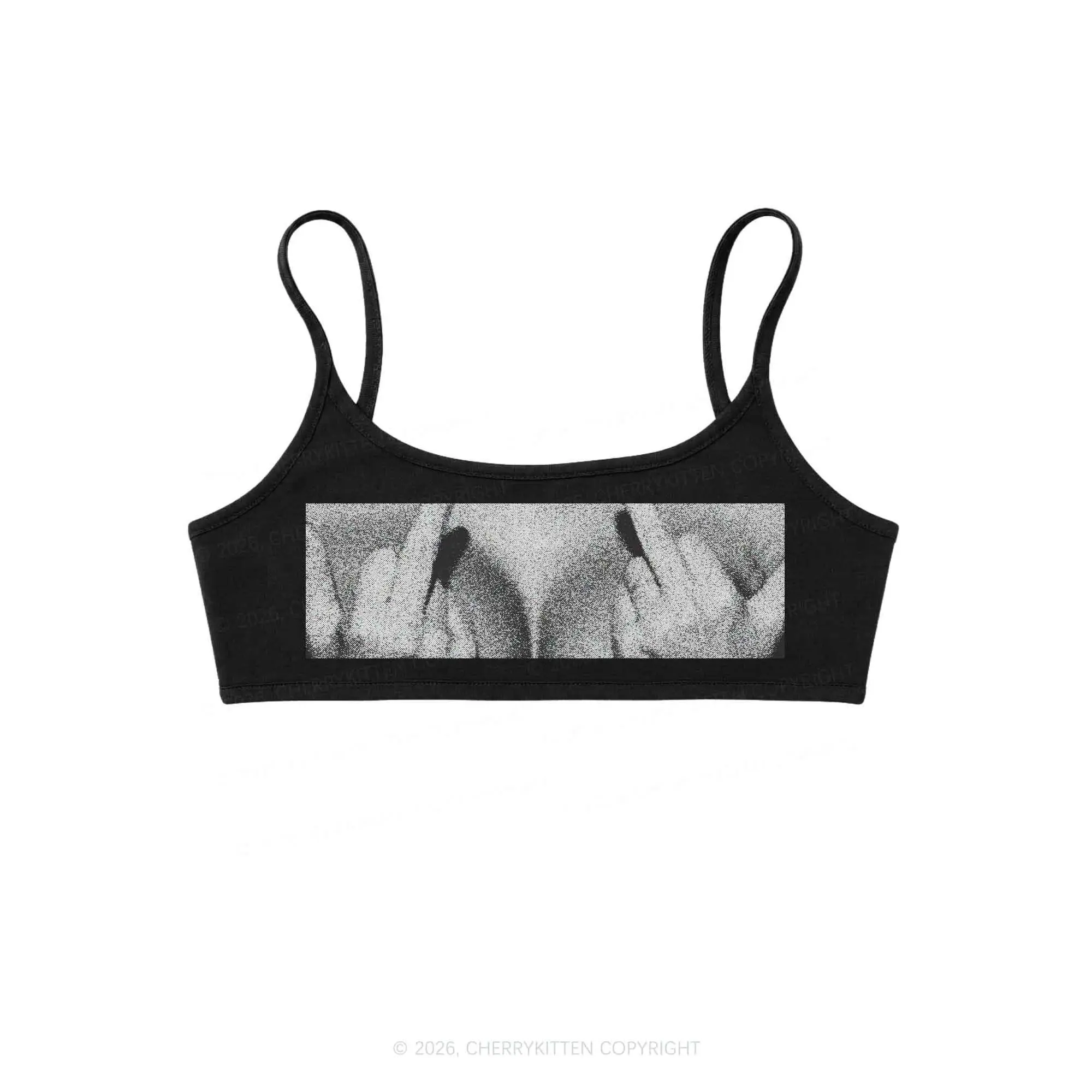 Middle Finger Bxxbs Y2K Super Crop Cami Cherrykitten