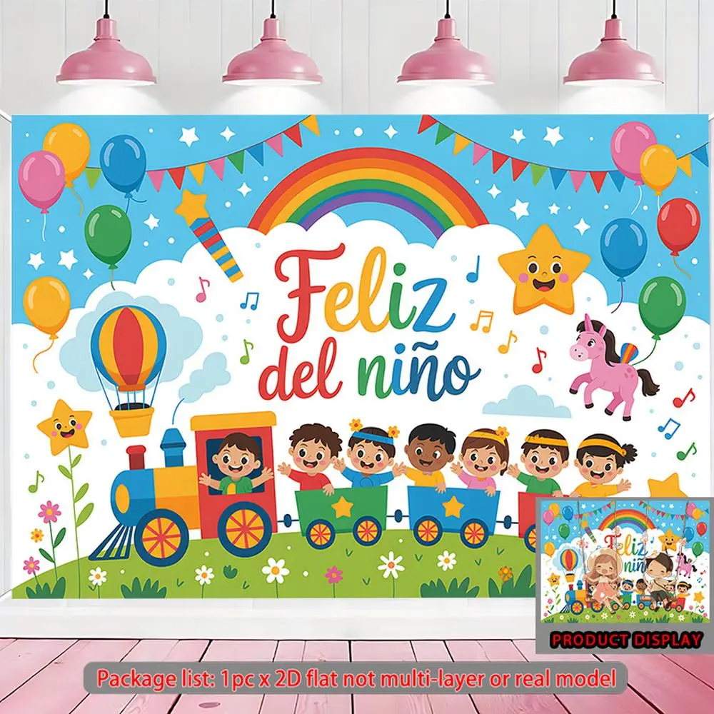 2D Flat, 2D Flat Banner, 1pc Children's Day Celebration Fiesta Infantil Espaa Backdrop, Día Del Nio Photo Props, Banner Decor, Home/Room/Wall Hanging Decor, Spanish Kids Party Festive Supplies