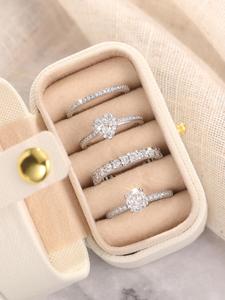 women's elegant rhinestone decorated ring set, exquisite trendy ring set, fashionable jewelry for women as engagement anniversary wedding party decor,  birthday gift ideas, mother's day gifts, gift set for mothers, gifts for her