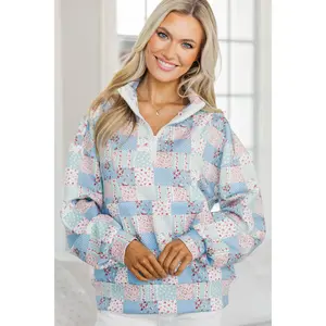 NURSING COLLECTION: Morning Meadow Blue Patchwork Pullover