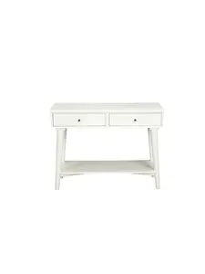 HomeRoots 524160 42 in. Solid & Manufactured Wood Floor Shelf Console Table with Storage with Storage, White