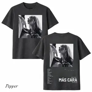 Comfort Colors Bad Gyal Mas Cara 2026 T-Shirt, Latin Pop Album Graphic Tee, Vintage Aesthetic Double Sided Streetwear Unisex