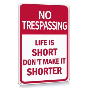 No Trespassing Letter Pattern Sign, Signage, 1 Count Funny Iron Painting Wall Decoration, Waterproof Indoor Wall Art for Home Living Room Bedroom Office