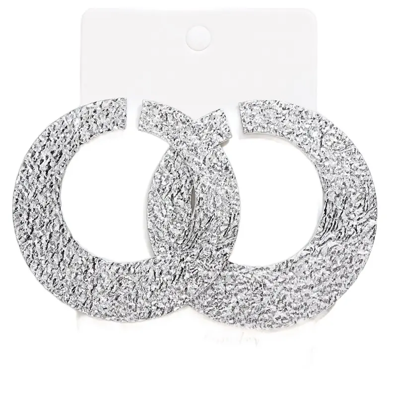 Unbranded Silver Large Heavy Feel Earrings with Textured Surface for Bold Fashion Statements and Dramatic Effect