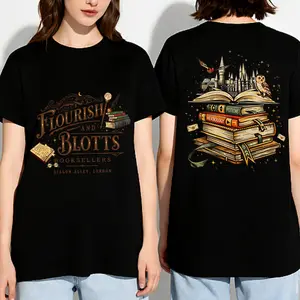 Wizard Book Shop T-shirt, HP Fall T-shirt, Fan Gift, Flourish and Blotts T-shirt, Bookworm T-shirt, Universal Magical Family Trip T-shirt