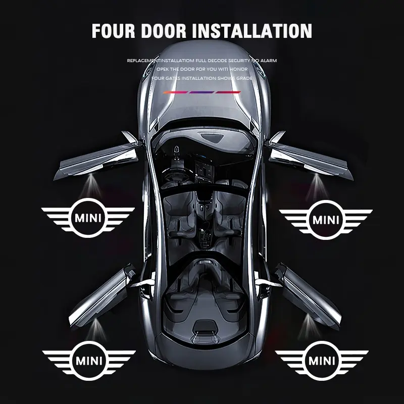 2pcs MINI HD Car Door Welcome Light Led Projector Lamp Car Decorative Light For MINI WORKS Cooper R56 F56 R50 JCW Cabrio Aceman Countryman Clubman Roadster Clubvan Paceman Coupe Car Door Lights