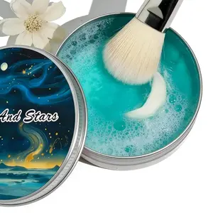 Makeup Brush & Sponge Cleaner, Deep Cleaning & Gentle Care,2-in-1 Solid Balm Cleanser With Built-in Sillicone Pad,Travel-Friendly