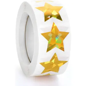 500 count Holographic   Stickers, 1 inch Self Adhesive Metallic Glitter Foil Stickers Sparkly  Sticker Reward Behavior Chart Labels for  Students Teachers Supplies