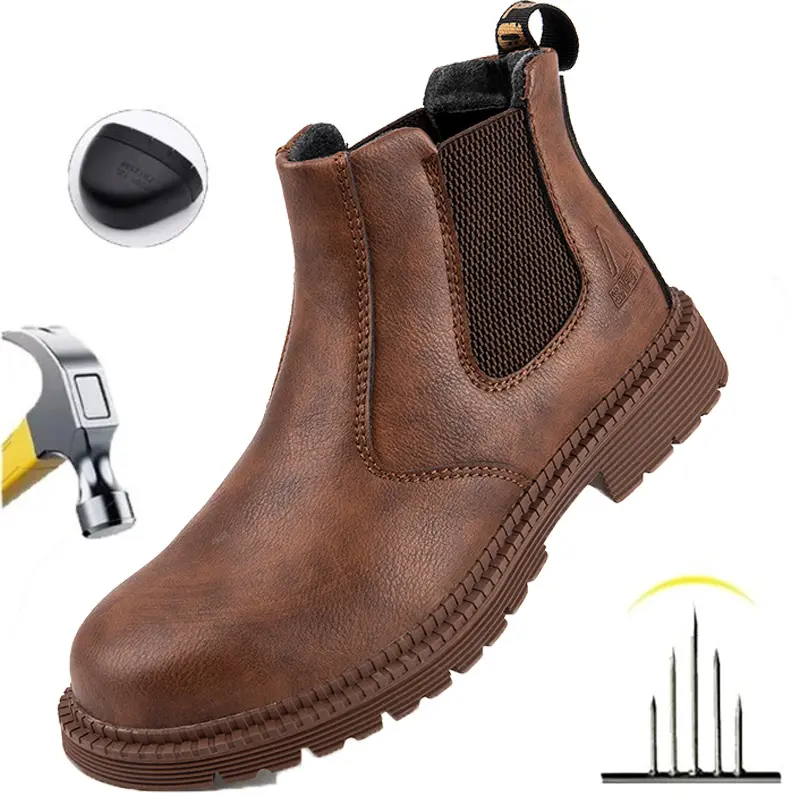 Waterproof Men's Safety Work Boots Steel Toe Shoes Anti Impact And Anti-Puncture Outdoor Adventure Hiking Indestructible Shoes Construction Work Shoes Anti-slip Roofing Shoes Construction Work & Daily Wear