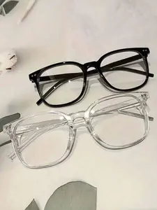 2 Pairs Unisex Plain Frame Glasses, Square Frame Eyeglasses, Versatile Daily Wear for Reading, Work, Study, Neutral Style for Men and Women, Stylish Square Frames