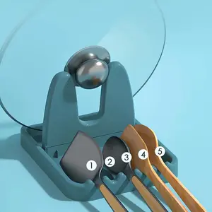 Modern Space-Saving Multi-Functional Foldable Plastic Kitchen Utensil Holder with Lid Rack |   Easy Installation, No Drilling Required, Ideal for Organizing Cooking Accessories, Utensil Organization, Durable Plastic