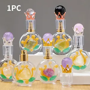 Women's Perfume Bottle with Natural Crystals, Amethyst & Citrine Raw Stone, High-Quality Reiki Healing Stones, Elegant Design, Ceremony Focused