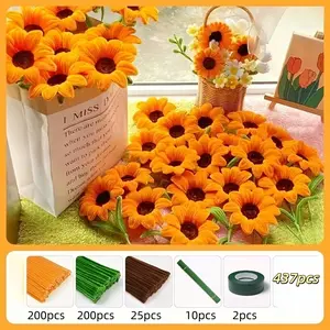 Beginner DIY Sunflower Bouquet Kit, 437 Pieces Twist Rods, Custom Craft Set, Home Decor, Graduation Gift, Pottery Material