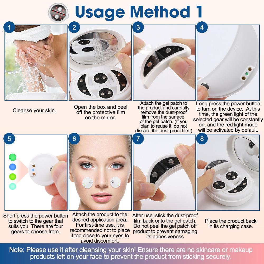 2-in-1 Electric Facial and Eye Massager Micro-current Red Light Skin Firming Device with Type-C Charging