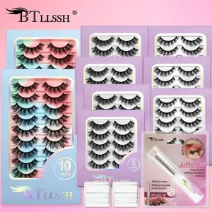 55 Pairs Btllssh Gift Box False Eyelashes, Mixed Lengths 14/15/18mm, Doll Style, Non-Toxic, Includes Glue and Adhesive Strips