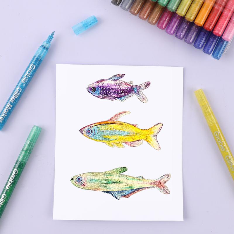 [Flash Sale] Grabie Iridescent Glitter Acrylic Paint Marker Set Of 24 acrylic pen, Art Drawing, HolidayHaul