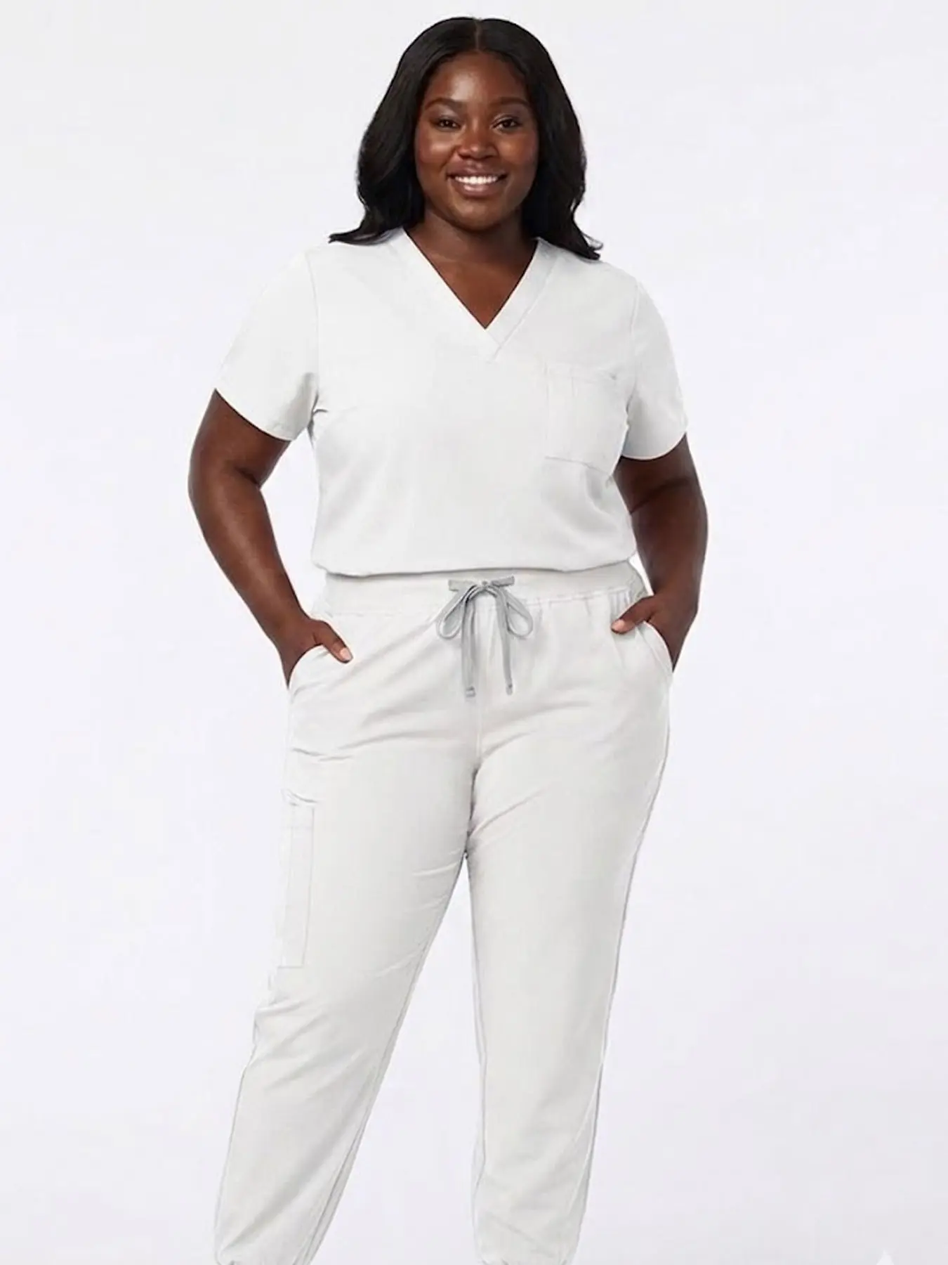 Unisex Large Size Scrub Set, Extended Sizing Men & Women, Classic V-Neck Easy Care Healthcare Workwear Uniform Clothes