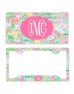 License Plate Monogram License Plate Frame, Lilly Inspired Car, Car accessories for women, Personalized Front License Plate