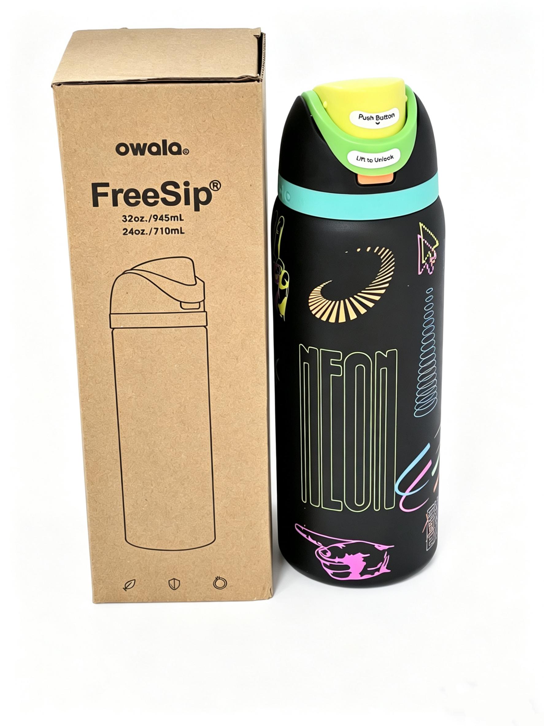 Owala 32oz FreeSip Insulated Water Bottle Neon Collection Leak Proof Retro Design for School Sports Drinkware Reusable Tumbler Mug Flasks Bottled Colorful Portable