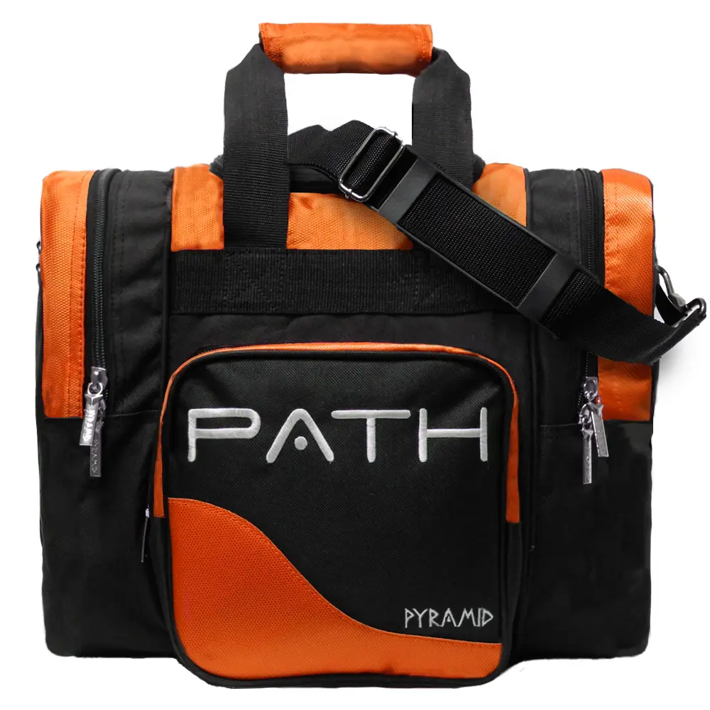 PYRAMID Path Pro Deluxe Single Tote Bowling Bag for Sport, Holds 1 Ball, Non-Roller Design, Black and Orange