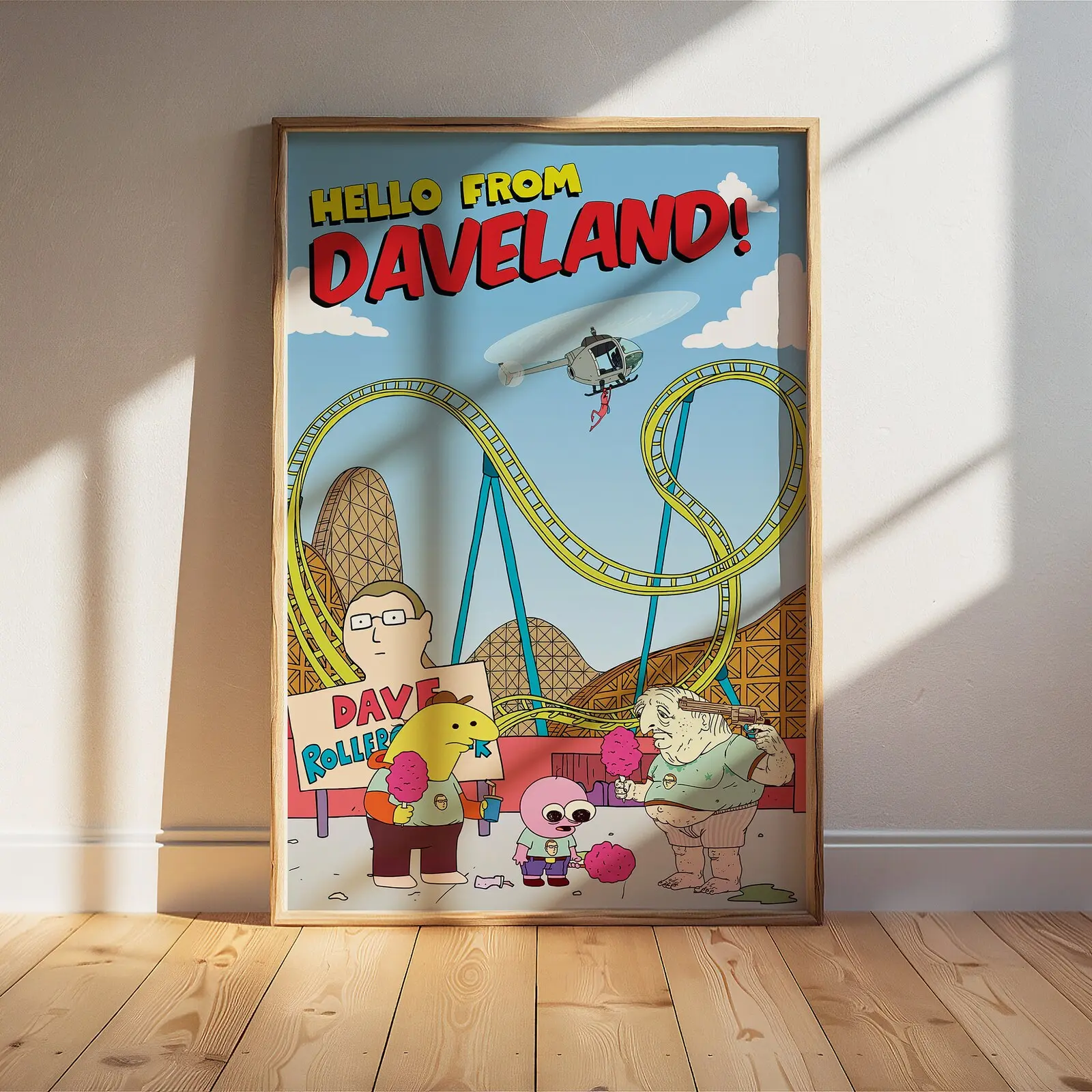 Smiling Friends "Daveland" Poster | 24x36 Wall Art | Cult Cartoon Decor | Funny Cartoon Art Print | Smiling Friends Poster