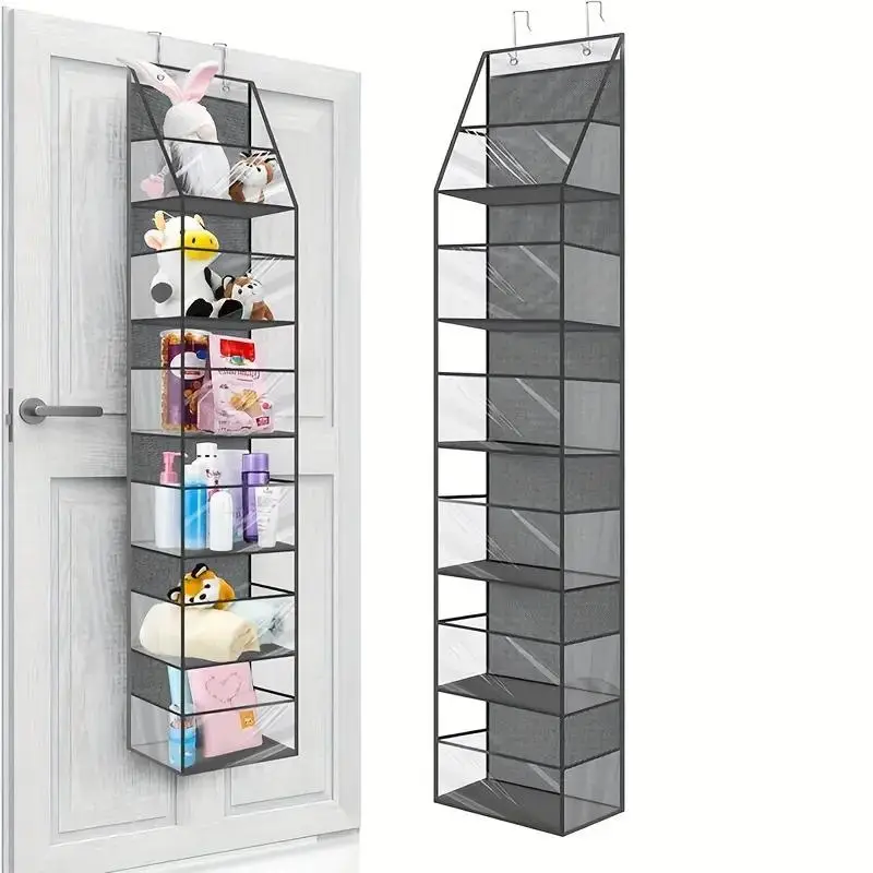 Over The Door Hanging Storage Rack, 1 Count 4/6-pocket Hanging Pantry Organizer, Large Capacity Storage Organizer for Closet, Bedroom, Bathroom