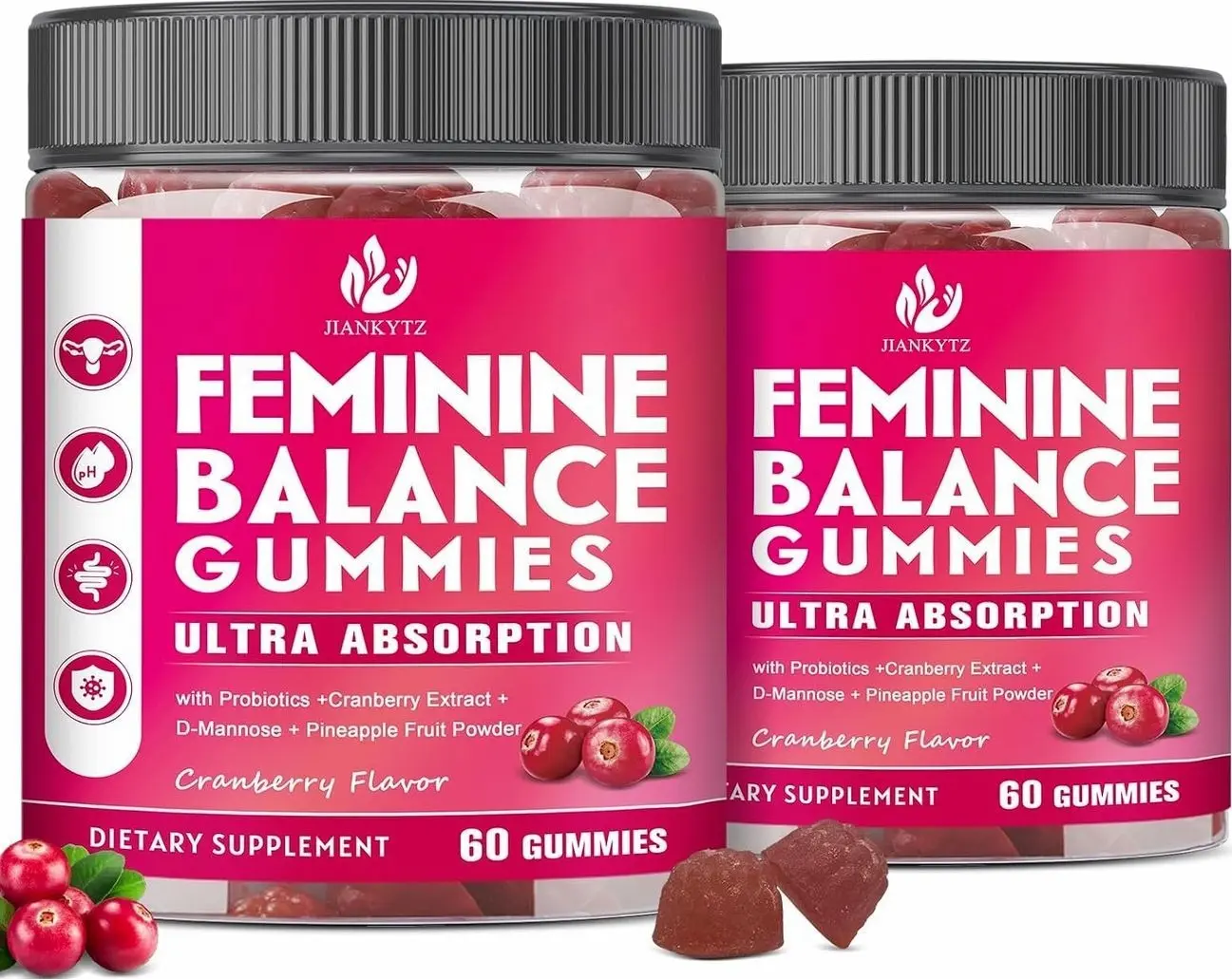 (2 Pack) Sugar Free Premium Feminine Balance Gummies for Women - Vaginal Health, Antioxidant, Digestive Health, PH Balance Support, Vaginal Probiotics for Women Gummies, Max Absorption