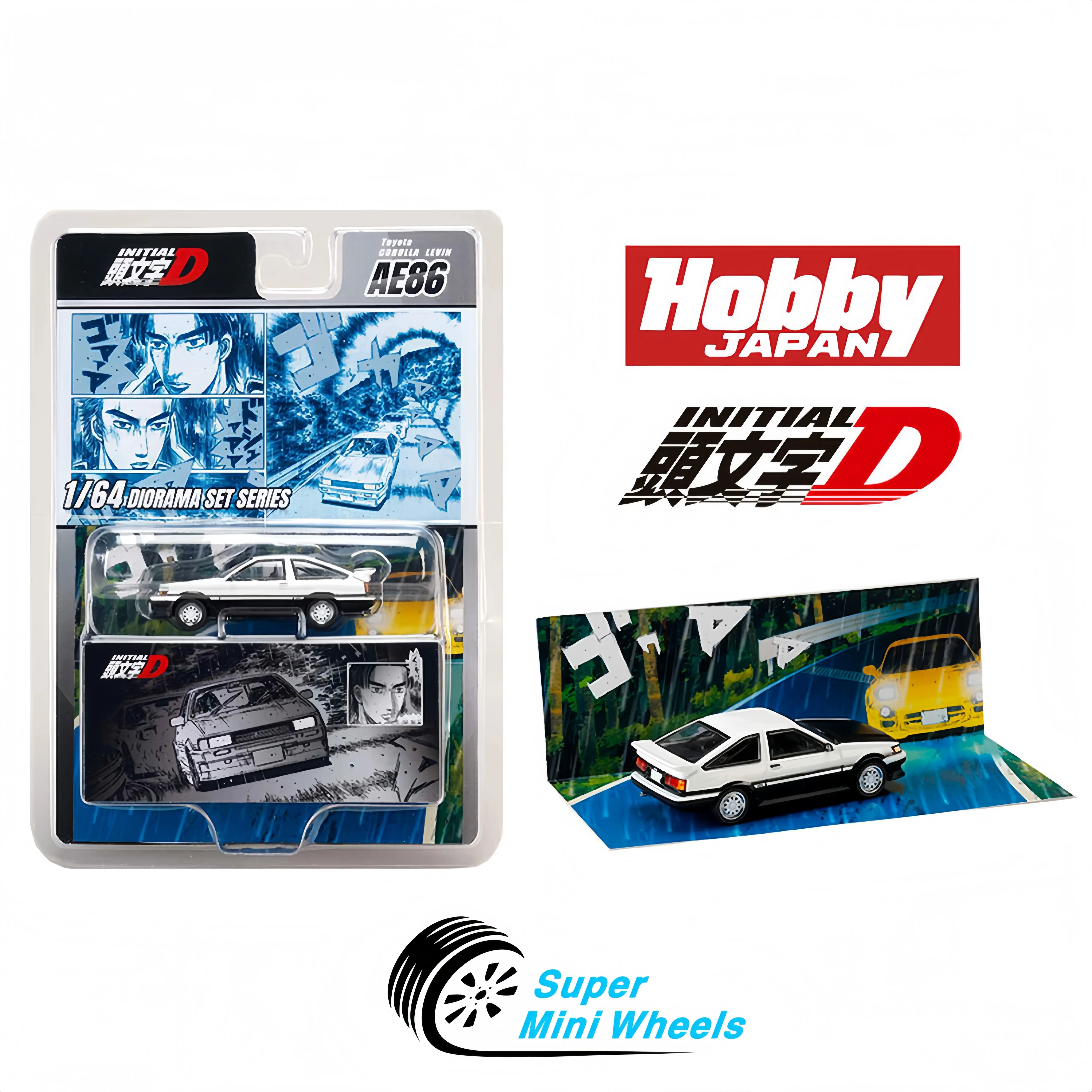 Hobby Japan 1:64 Initial D Diorama Set Series Toyota Corolla Levin (AE86) Wataru Akiyama VS Keisuke Takahashi