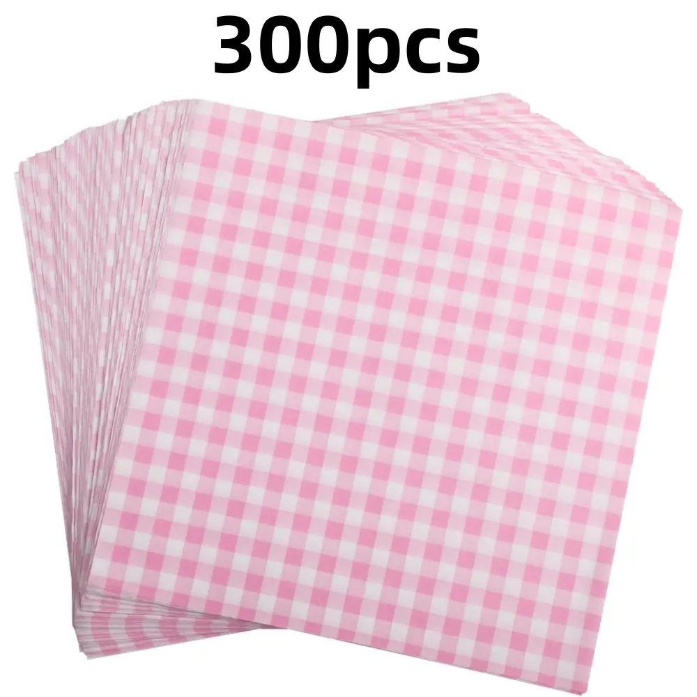 300-Piece Greaseproof Wax Paper Food Basket Liners & Deli Paper Sheets with Plastic Basket for Bread, Sandwich Wrapping, Food Wrap