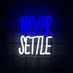 Never Settle Neon Sign Cool LED Letter Illuminated Sign USB-Powered Neon Light Perfect for Bedrooms, Study Rooms, Bars, Shops, and Personal Spaces