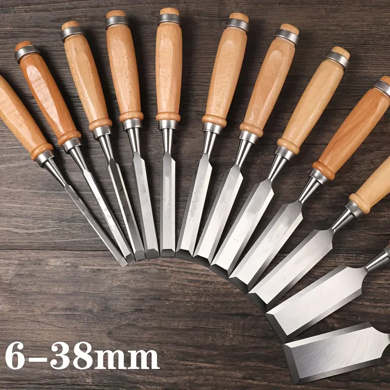 3/5/12 piece wooden carving chisel set for professional carpenters, comfortable beech handle wooden chisel, manual tools, Carpentry Tools, carving tools, suitable for carving basic details carving woodworking chisels, Hardware, Metal