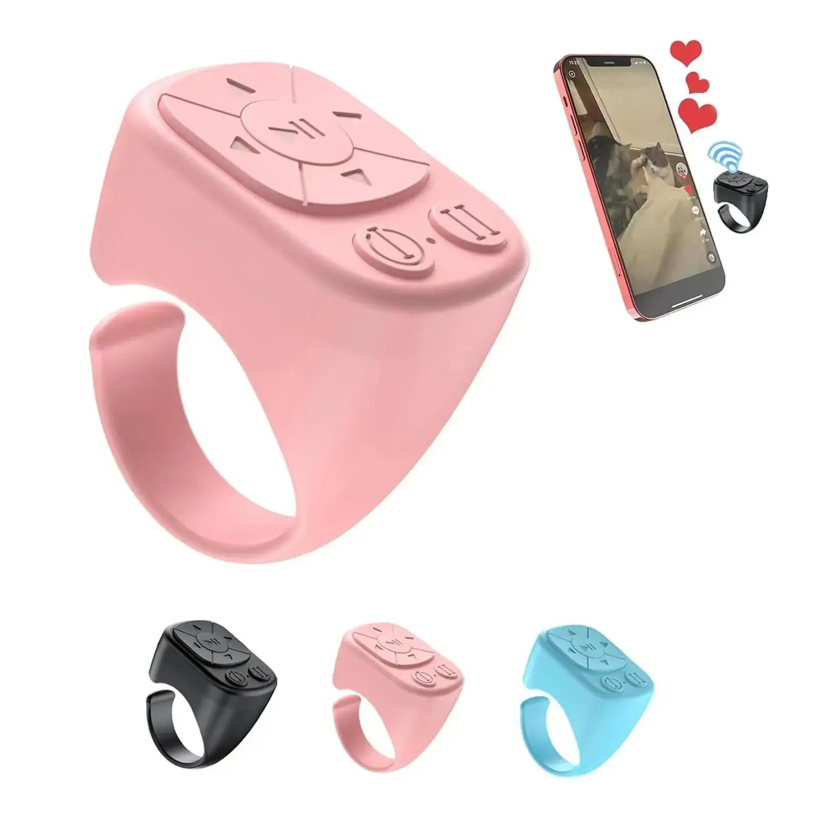 Multi-functional Ring Remote Control, USB Rechargeable Bluetooth-compatible Page Turner Ring Scroller for iPhone iPad, Camera Shutter Short Video and