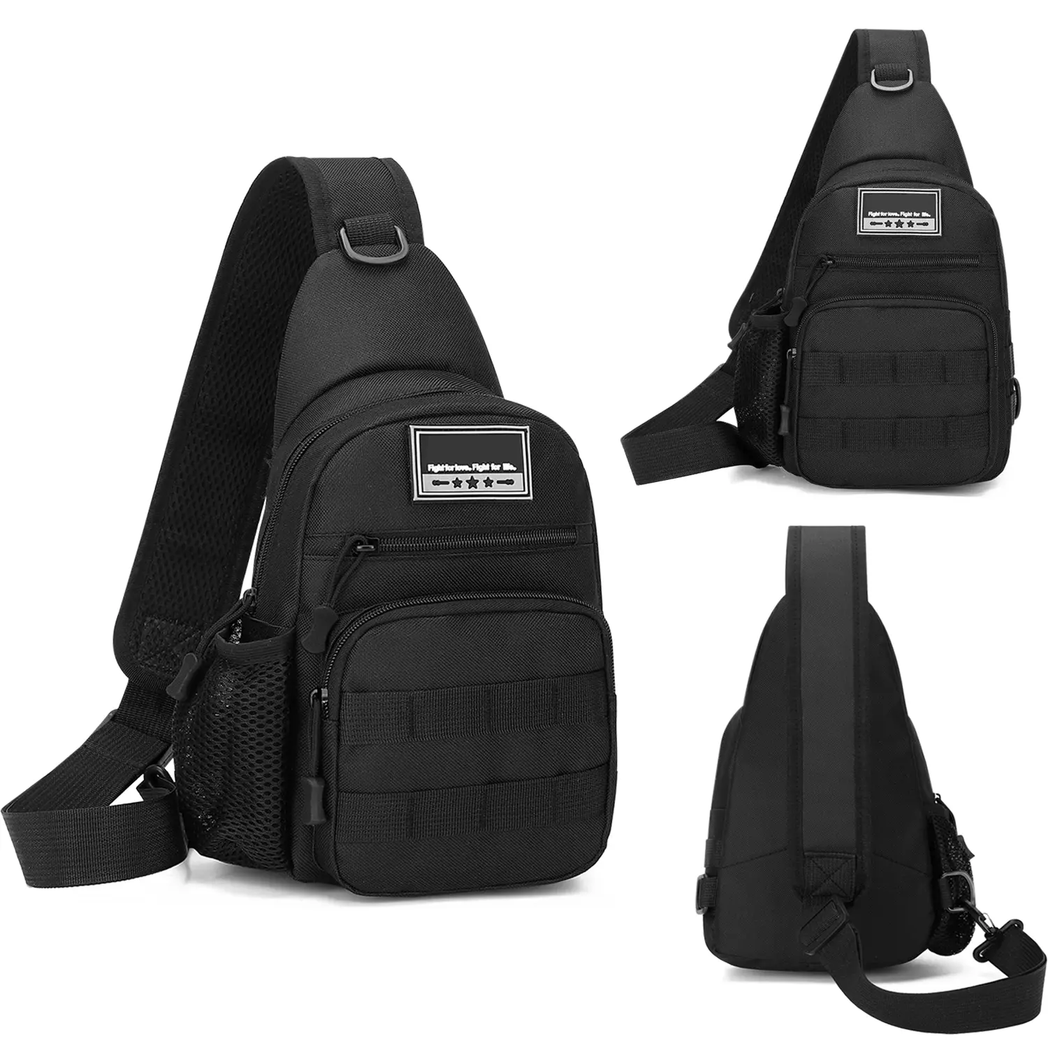 Men's Canvas Crossbody Chest Bag, Military-Style Sport Shoulder Bag with Water Bottle Holder, Ideal for Travel and Outdoor Hiking, Travel Bag, Crossbody Bag multifunctional tactical
