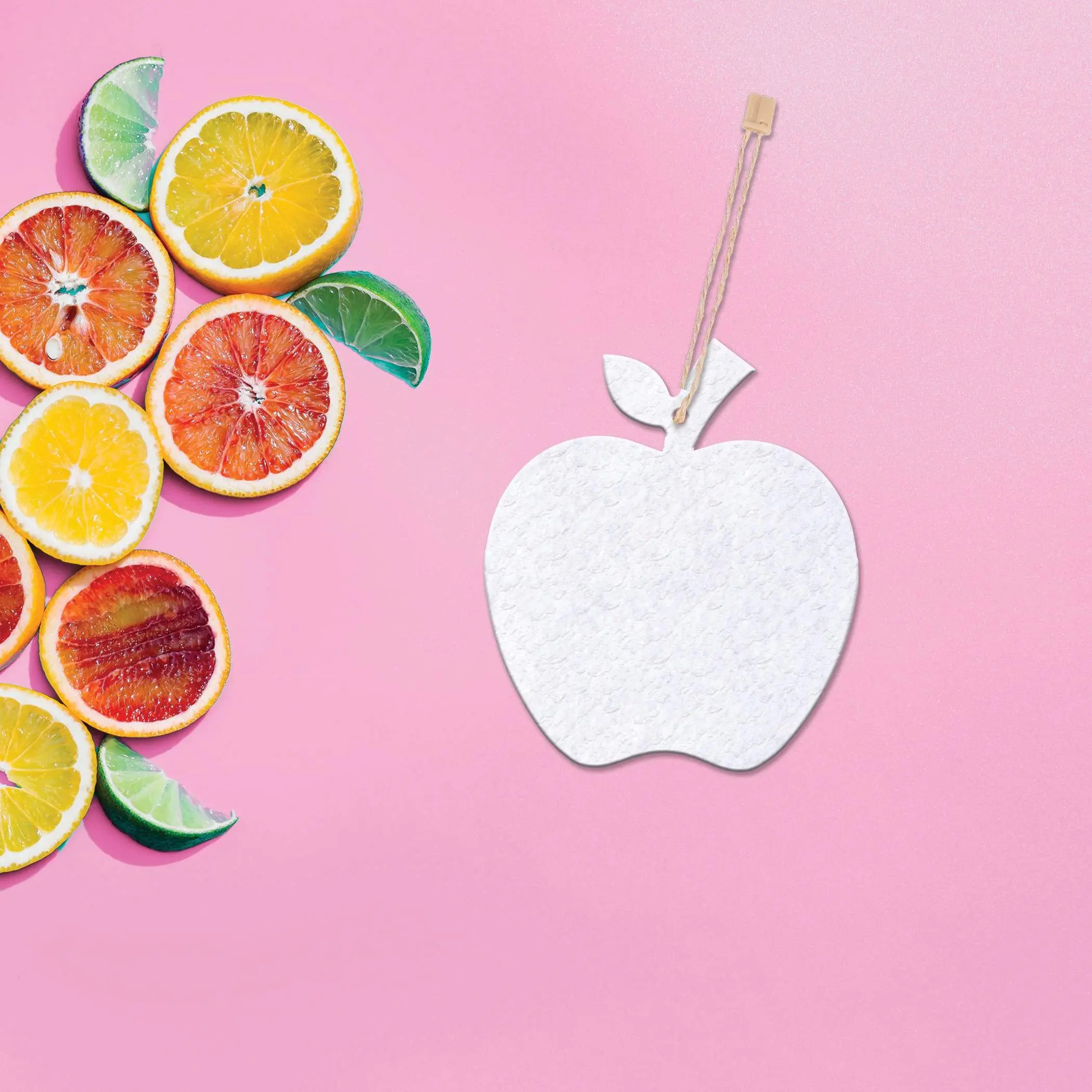 Apple Shaped Inch Air Freshener Blank with Premium Hemp Snap Tie and Clear Poly Bag