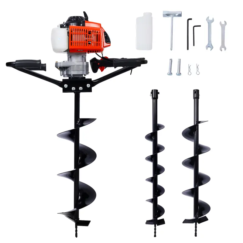 2.7HP Post Hole Digger 63cc two person handle Gas-Powered 2-Stroke Auger Digging Drill Shaft Size 3/4" (Machine Only)EPA COMPLAINT With L4"+L6"+L8" DRILL BITS