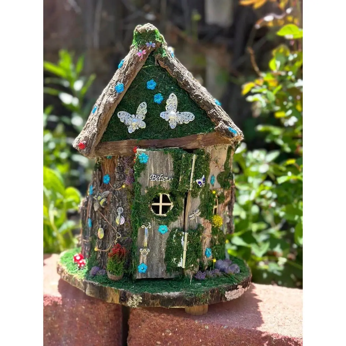 Fairy House Large Handmade Fairy House Fully Decorated Inside Out Has Lights Cute Small Fairy House