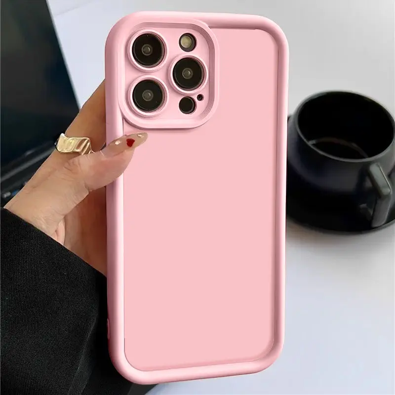 Matte Soft Silicone Phone Case for iPhone - Shockproof, Anti-Scratch Solid Black Protective Cover with Raised Camera Lens Frame, Accessories for Women