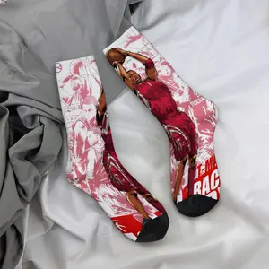 Red jerseys with a basketball theme, mid-calf socks for a casual, sporty look - soft and comfortable Sports Socks