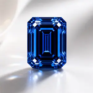 Royal Blue Emerald Cut Moissanite Loose Stone 2ct | VVS1 Clarity, Traceable GRA Certificate